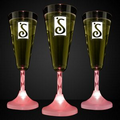 5 Day 6 Oz. Red LED Imprintable Champagne Glass w/ Spiral Stem